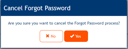 Forgot Password cancel popup